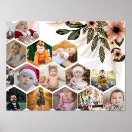 Utforma din egen Blommigt 15 fotokollage Poster