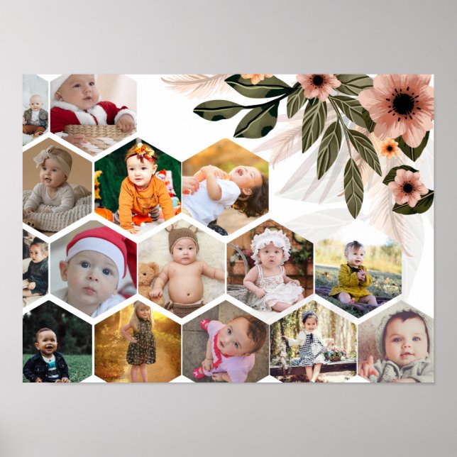 Utforma din egen Blommigt 15 fotokollage Poster (Framsidan)