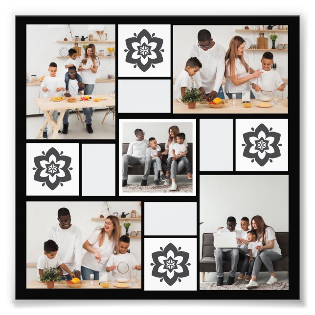 Utforma din egen Blommigt 5 fotokollage Fototryck (Framsidan)