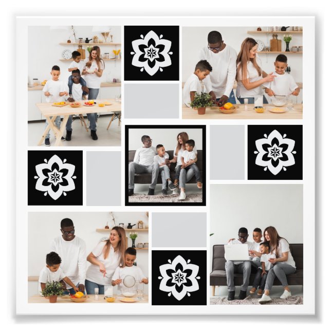 Utforma din egen Blommigt 5 fotokollage Fototryck (Framsidan)