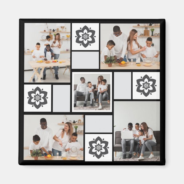 Utforma din egen Blommigt 5 fotokollage Magnet (Framsidan)