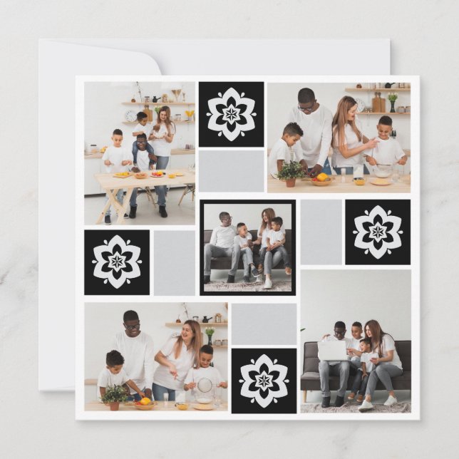 Utforma din egen Blommigt 5 fotokollage Meddelande (Framsida)