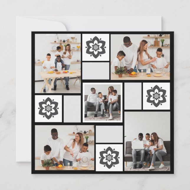 Utforma din egen Blommigt 5 fotokollage Meddelande (Framsida)