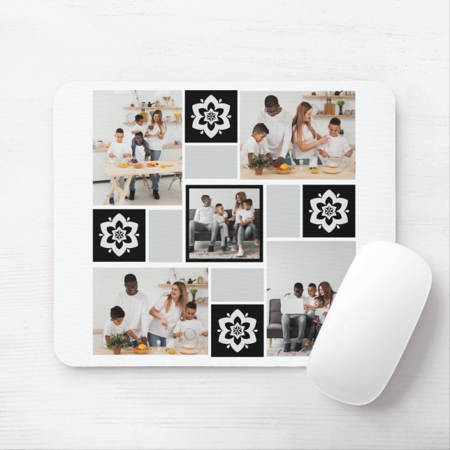 Utforma din egen Blommigt 5 fotokollage Musmatta (Med mus)