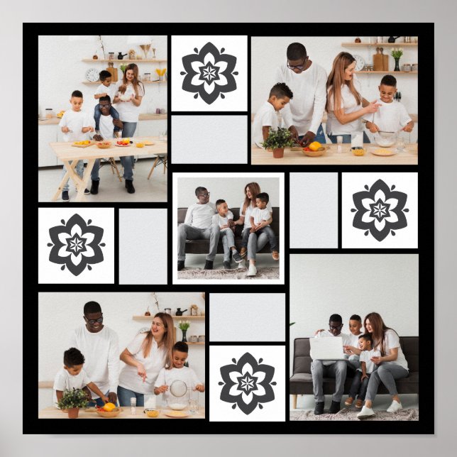 Utforma din egen Blommigt 5 fotokollage Poster (Framsidan)