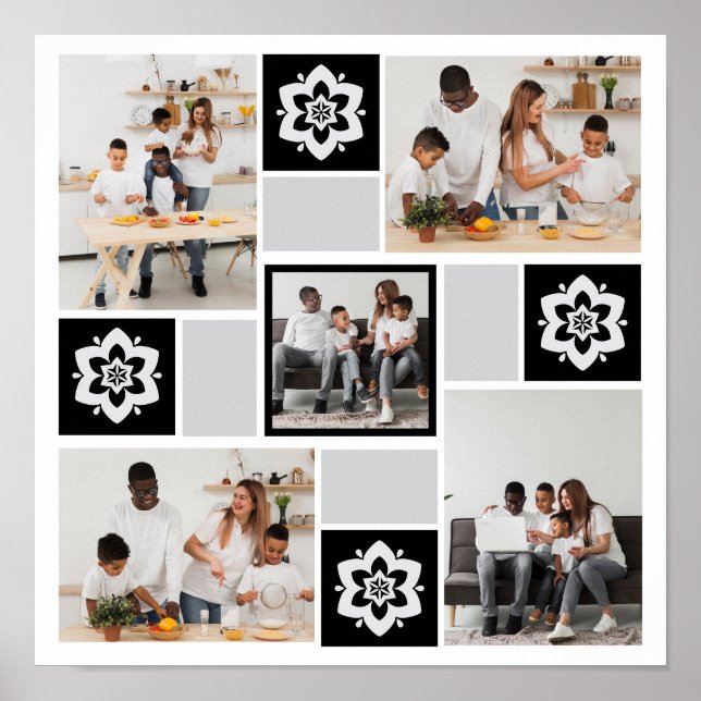 Utforma din egen Blommigt 5 fotokollage Poster (Framsidan)