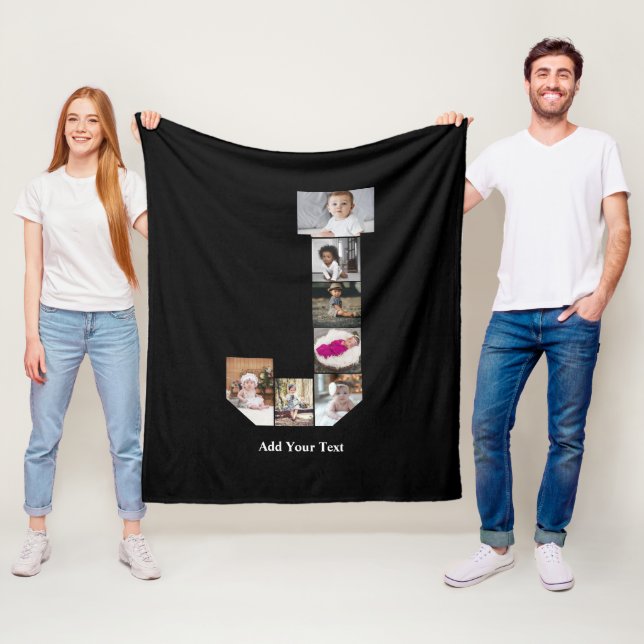 Utforma din egen Brev J-fotokollage Poster Fleecefilt (På plats)