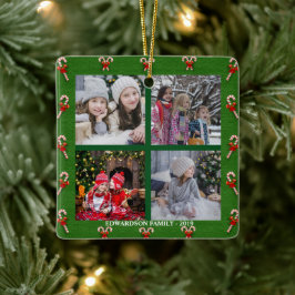 Utforma din egen familjs fotokollage jul julgransprydnad keramik
