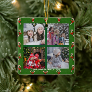 Utforma din egen familjs fotokollage jul julgransprydnad keramik