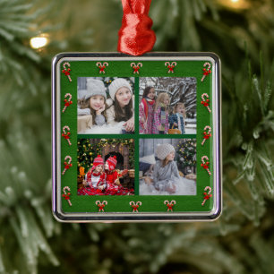 Utforma din egen familjs fotokollage jul julgransprydnad metall