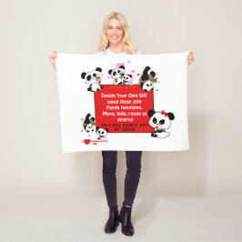 Utforma din egen PANDA BEAR BABY Comforter Blankie Fleecefilt