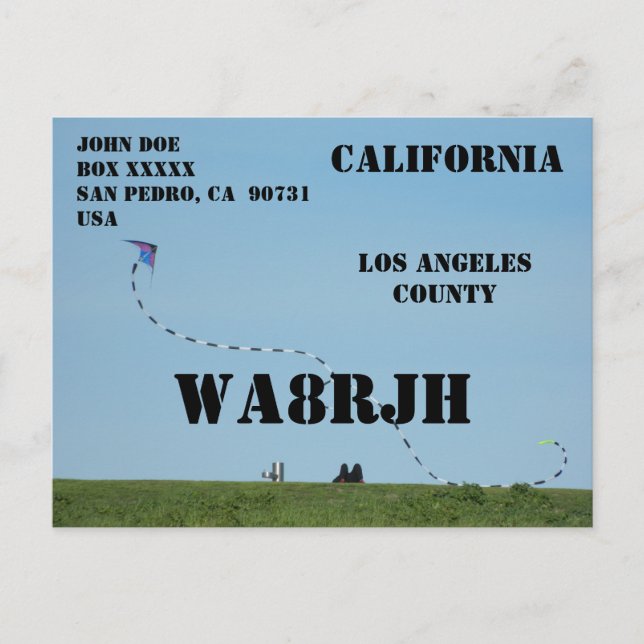 Utforma din egen QSL HAM-radiooperatör Kite-flygni Vykort (Framsida)