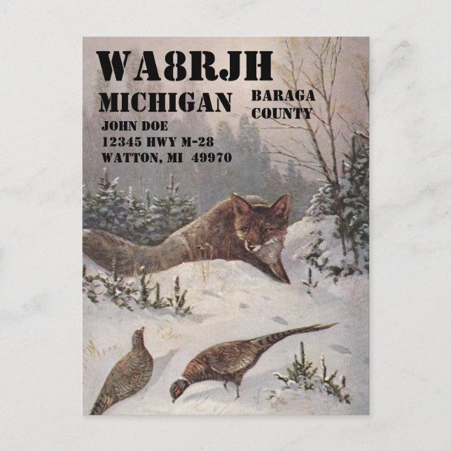 Utforma din egen QSL HAM-radiooperatör Op Wildlife Vykort (Framsida)