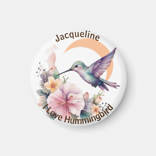 Utforma ditt eget namn på vattenfärgen Hummingbird Magnet