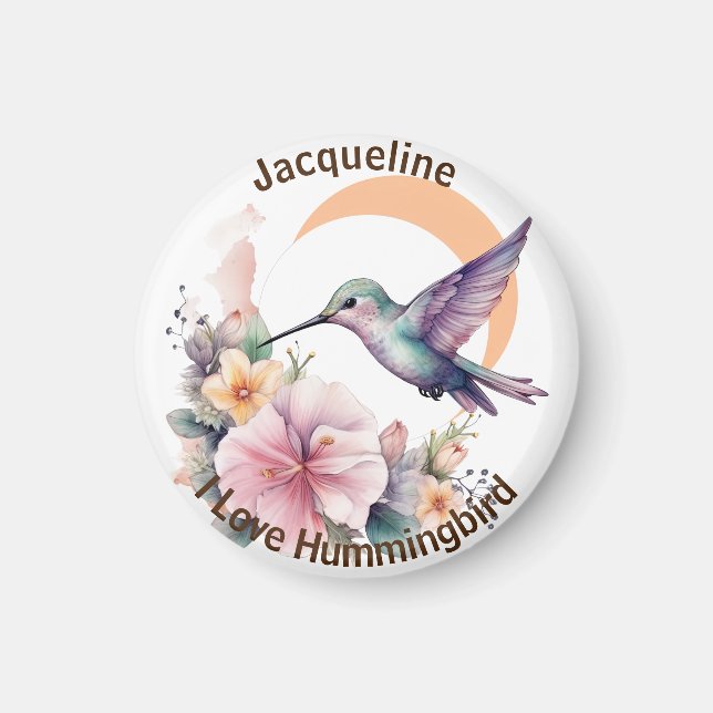 Utforma ditt eget namn på vattenfärgen Hummingbird Magnet (Framsidan)