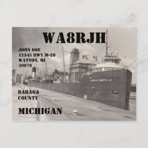 Utforma en egen QSL HAM-radiooperatör, Freighter Vykort