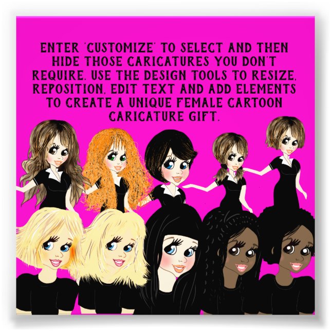 Utforma en kvinnlig Tecknad-Caricature-gåva med te Fototryck (Framsidan)