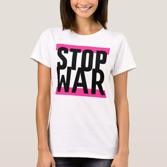 Utforma helt enkelt "rand rosa STOP KRIG" Tee (Framsida)