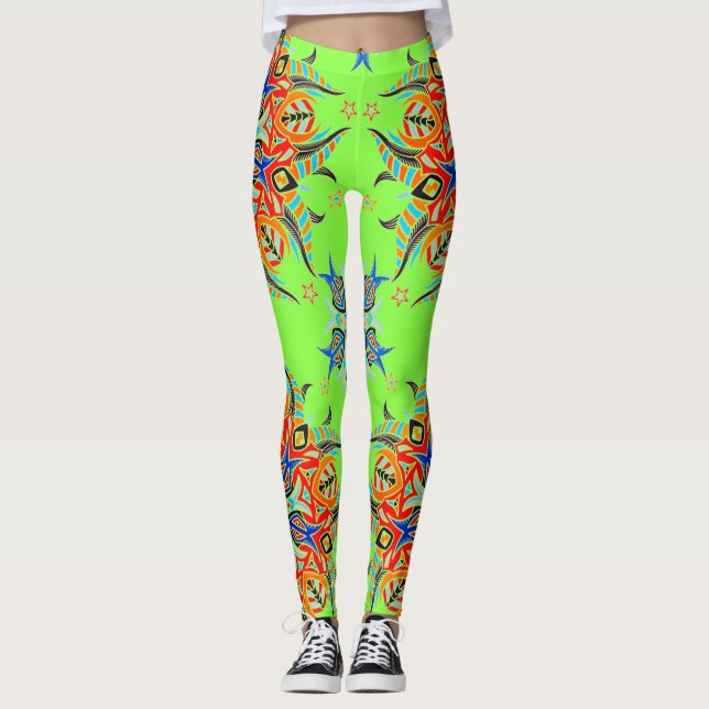 Utformning av abstrakt Mönster (grönt kalk) Leggings (Framsida)