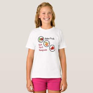 Utformning av äpple, päron och granatäpple t shirt