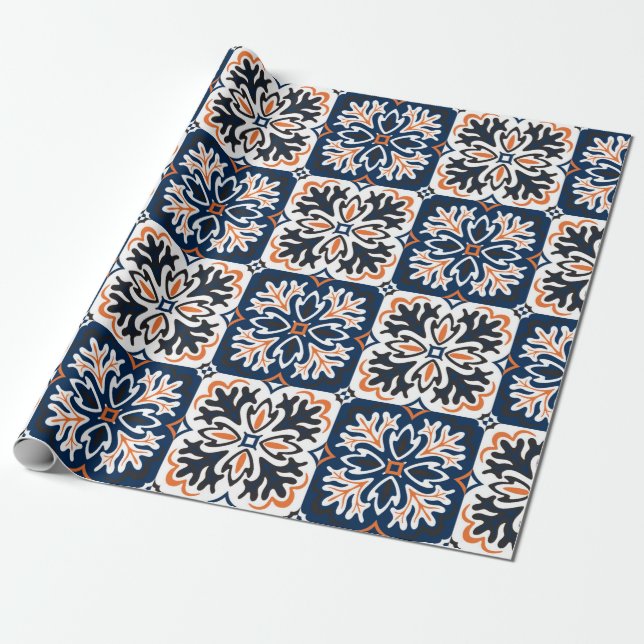 Utformning av azulejos keramiska plattor. Talavera Presentpapper (Utrullad)