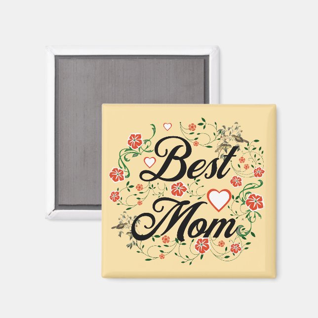 Utformning av bästa Mamma-Elegant-Blommigt Magnet (Front/Back)