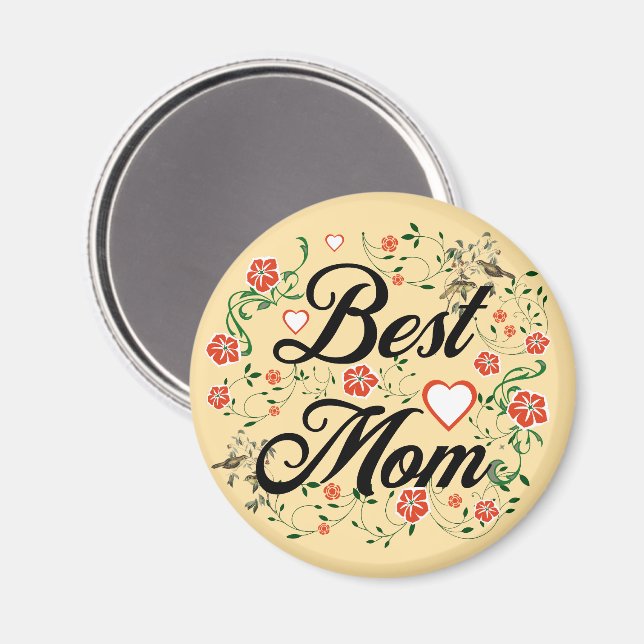 Utformning av bästa Mamma-Elegant-Blommigt Magnet (Front/Back)