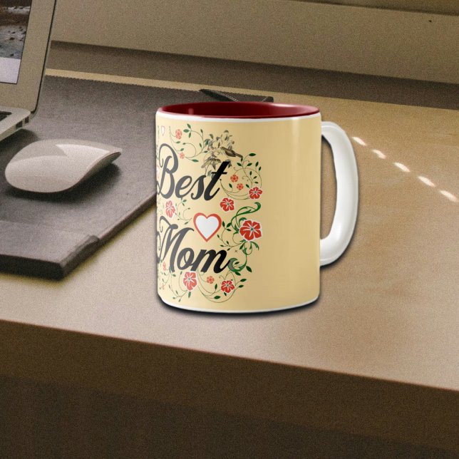 Utformning av bästa Mamma-Elegant-Blommigt Två-Tonad Mugg (Skapare uppladdad)