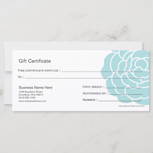 Utformning av Big Blue Flower Gift-certifikat 4 (Framsida)
