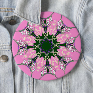 Utformning av Black and rosa Cute Blommigt Mode Knapp