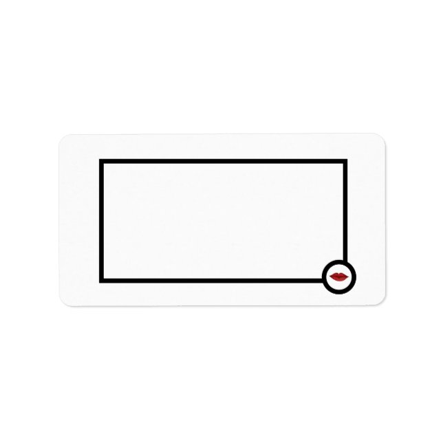Utformning av Black & White Red Läppar Adressetikett (Framsidan)