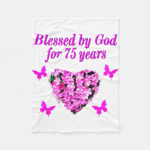 UTFORMNING AV BLESSED 75:E BIRTHDAY-BLOMMIGT FLEECEFILT