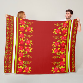 Utformning av blommar Ro Mönster med grönt kalk Fleecefilt