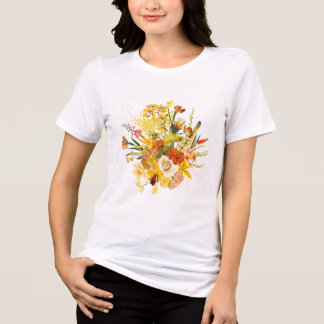 Utformning av blommigt bouquet: orange av gult av  t shirt