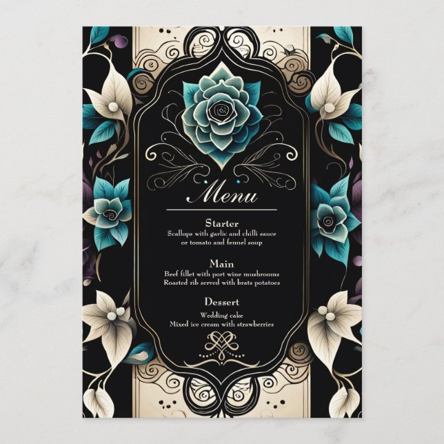 Utformning av blommigt för elegant som inte innehå meny (Framsida)