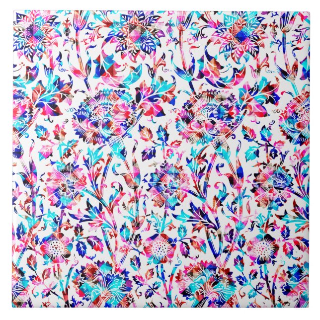 Utformning av blommigt i färg kakelplatta (Framsidan)