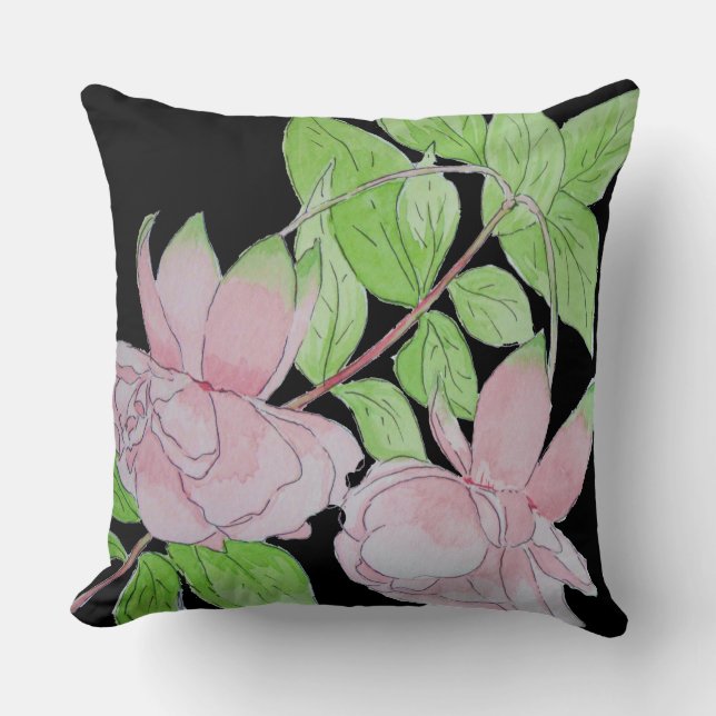 utformning av blommigt med rosa blommor kudde (Framsida)