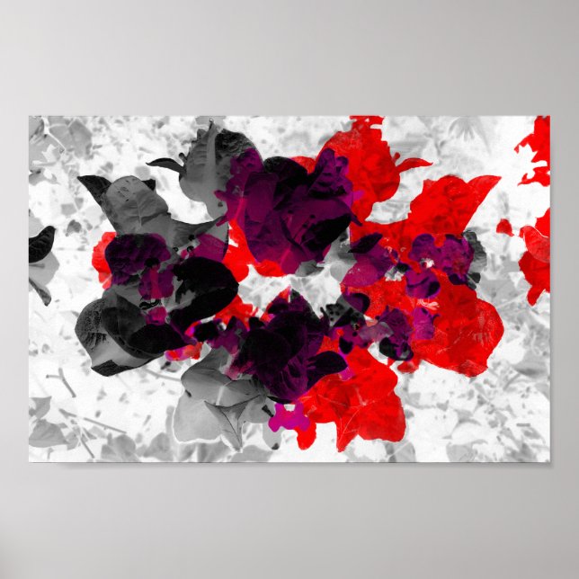 Utformning av blommigten abstrakt - röd och lila ö poster (Framsidan)
