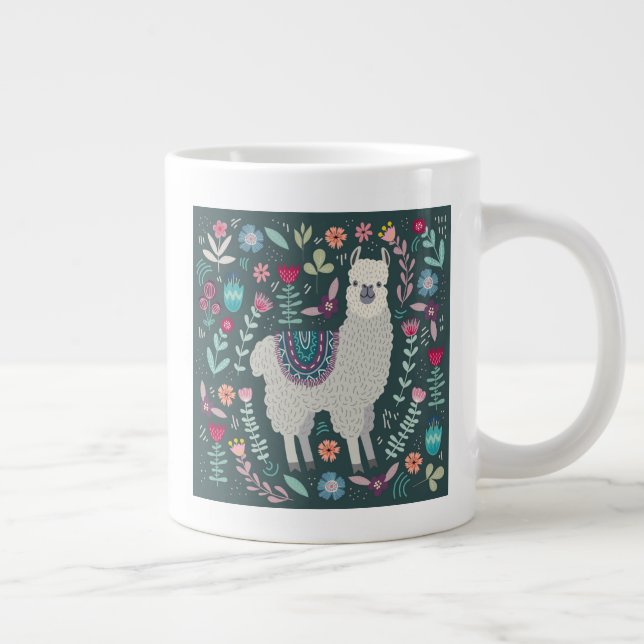 Utformning av Blommigten Cute Llama Jumbo Mugg (Höger)