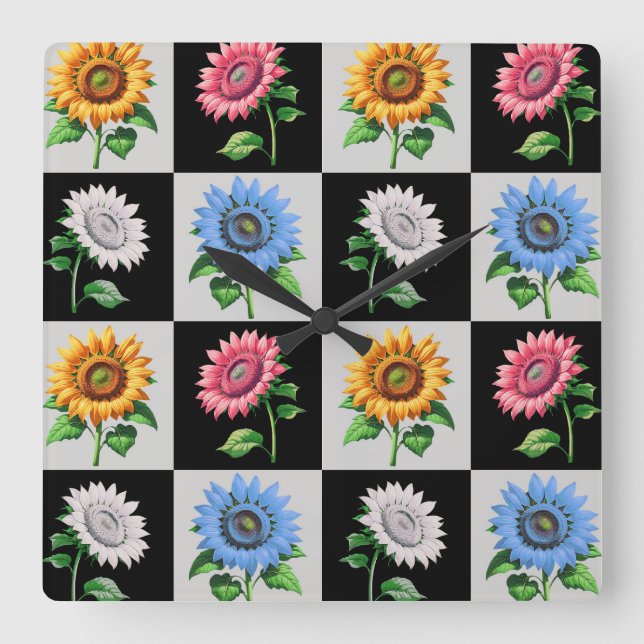 Utformning av Blommigten flerfärgad solrossolros Fyrkantig Klocka (Framsida)