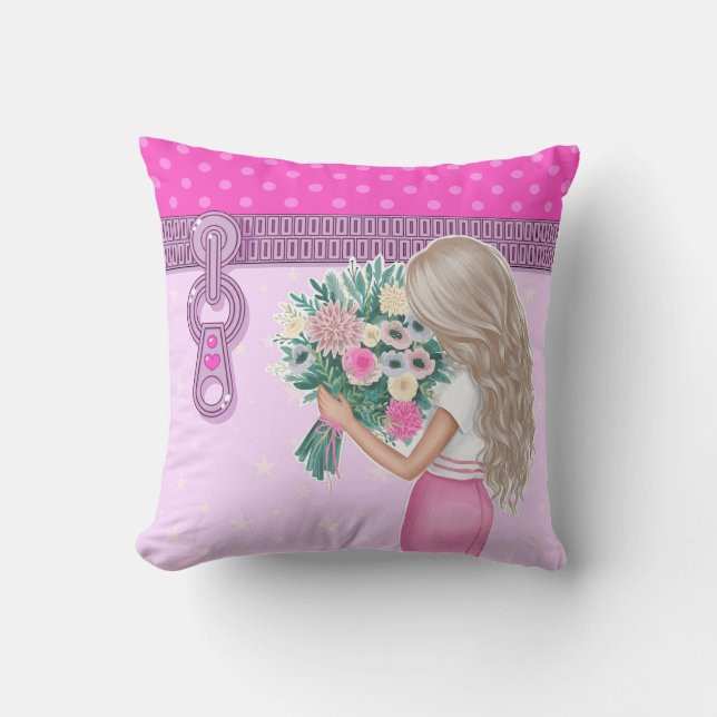 Utformning av blommigten för elegant av ljus- och  kudde (Framsida)