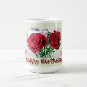 Utformning av Blommigten grattis på födelsedagen R Kaffemugg