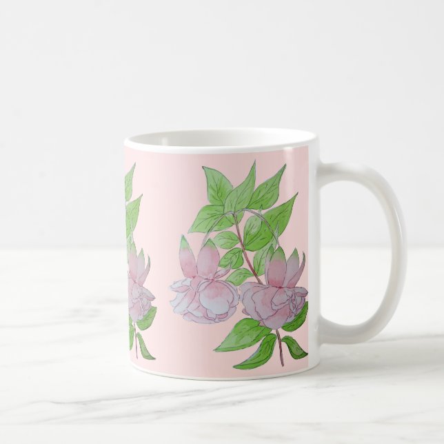 Utformning av blommigten med blommor av söt rosa kaffemugg (Höger)
