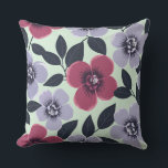 Utformning av blommigten med Deep Red och soft lav Kudde<br><div class="desc">Det här blommönstret för vintage av elegant innehåller stora fempetade blommor i skuggor av djup röd och mjuk lavender, som är artificiellt skuggad med tunna svarta detaljer i mitten. Bakgrunden är en mjuk mynta grönt som ger en ny och lugnande kontrast till rik blommigt färg. Mörk grönt löv och tunna...</div>