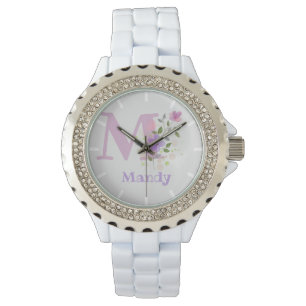 Utformning av blommigten med Namn & Initial på en Armbandsur