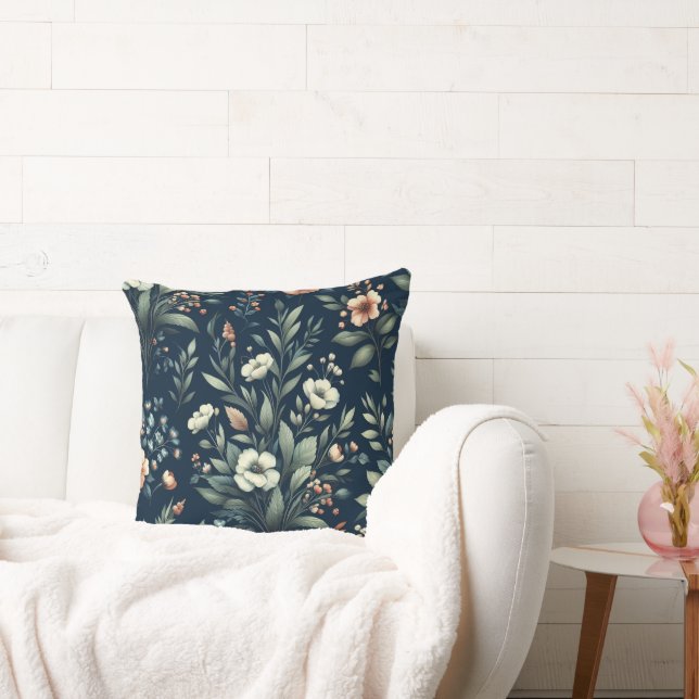 Utformning av Blommigten Svart bakgrund Kudde (Soffa)