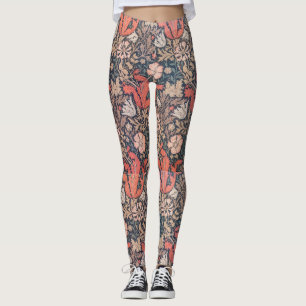 Utformning av blommor och trädgård i mönster leggings