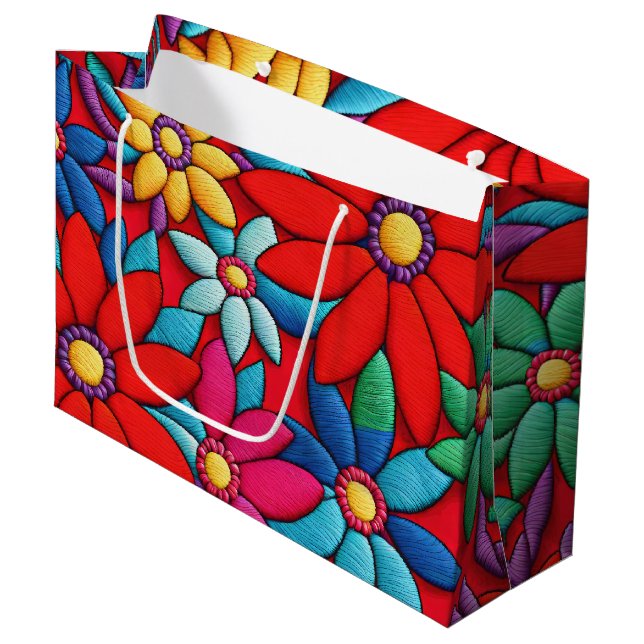 Utformning av broderade Daisy (Framsidan Vinklad)