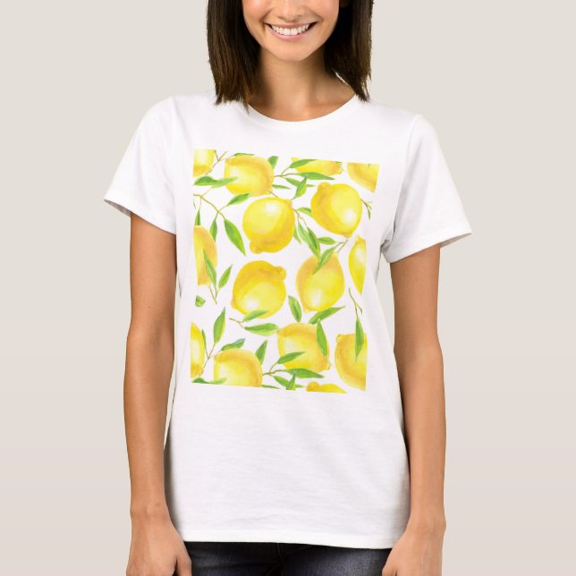 Utformning av citroner och löv mönster t-shirt (Framsida)