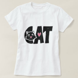 Utformning av Cute Black Cat Typography T Shirt